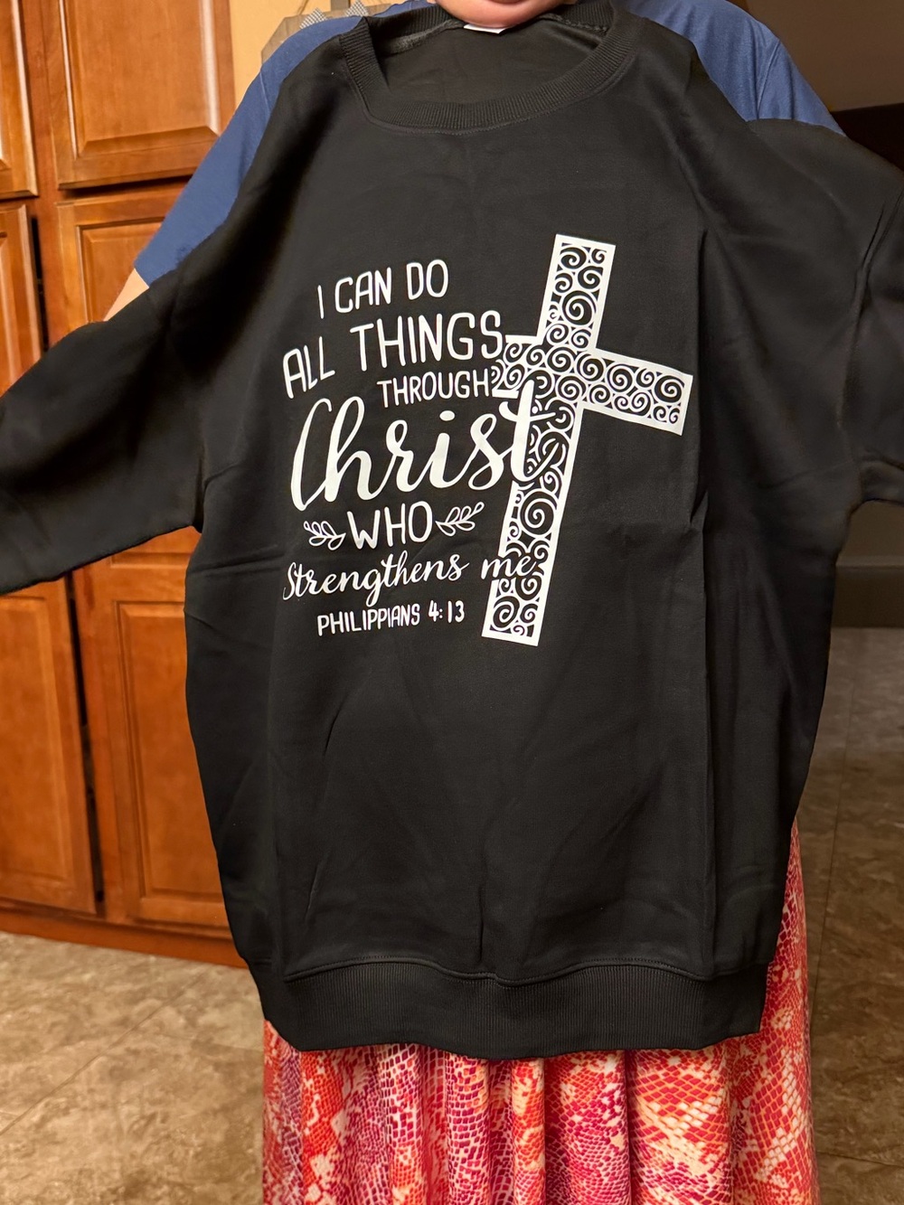 Black Faith Graphic Sweatshirt - Inspirational Philippians Design